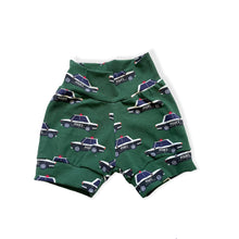 Load image into Gallery viewer, Green Police Cars Baby &amp; Children&#39;s Cuffed Shorts • READY TO SHIP • 6-9 Months •
